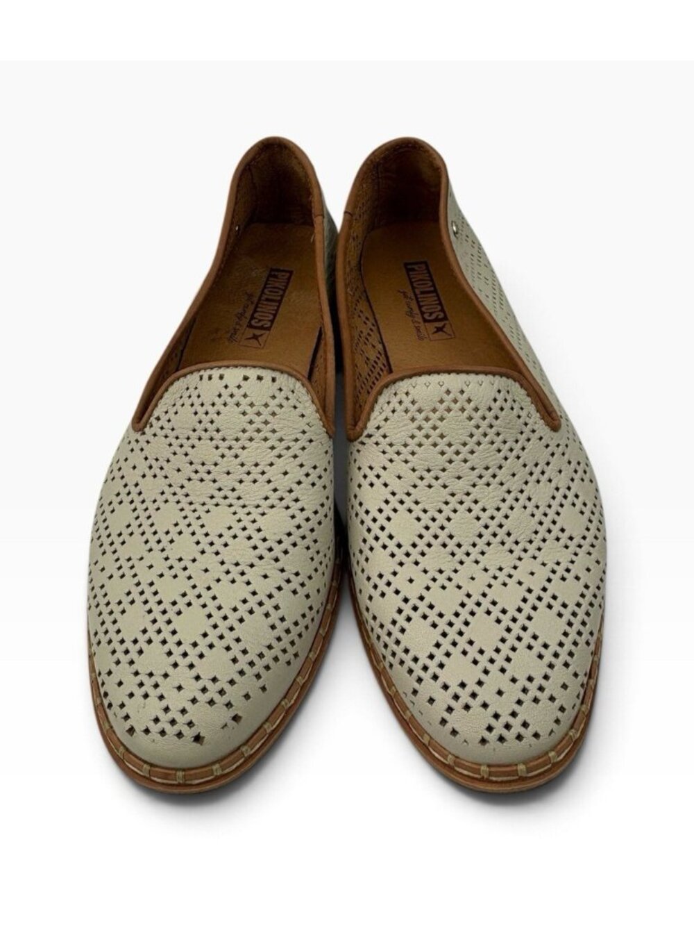 Pikolinos Merida Flat Loafers Womens 37 Ivory Beige Leather Slip On Comfort Shoe